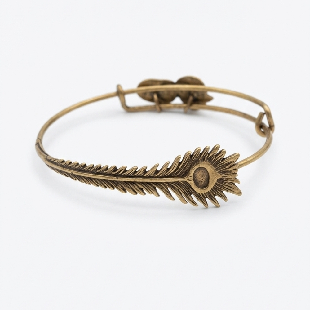 Alex And Ani Peacock Feather Gold-Tone Adjustable Bangle